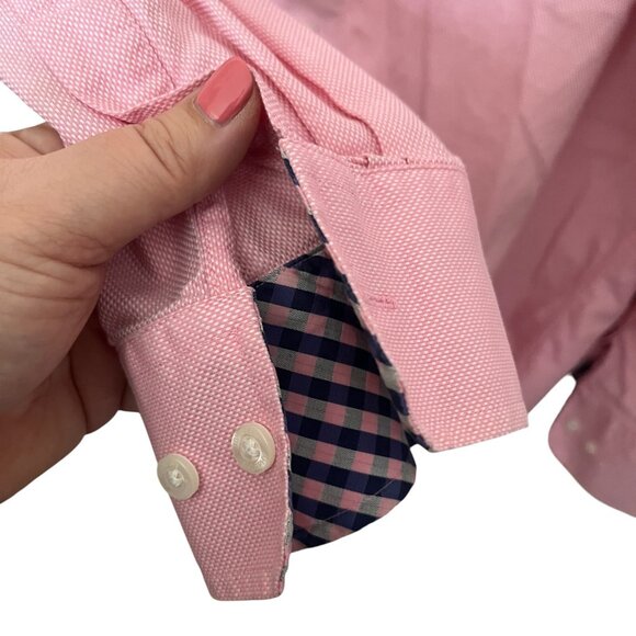 Johnston & Murphy Men's Pink Woven Cotton Tailored Fit Button Down Shirt Mens XL - Picture 7 of 9